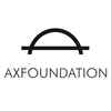 Logo: Svart symbol med ett broliknande A och namnet Axfoundation i svart nedanför.