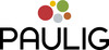 Logotyp med runda cirklar i olika storlekar och färg över en svart text med företagsnamnet.