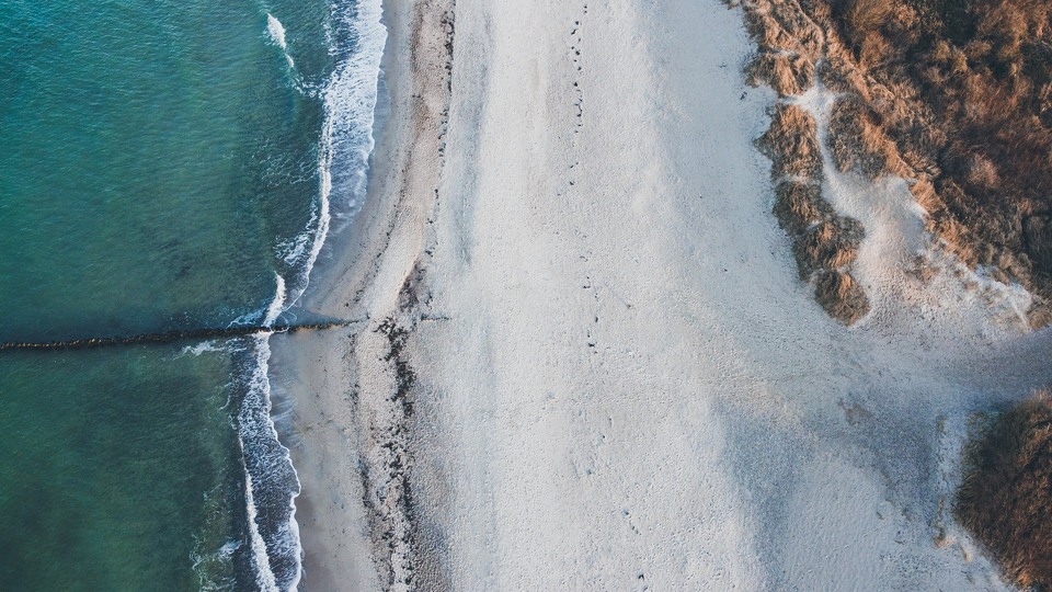 Aerial view of the beach in the Baltic Sea